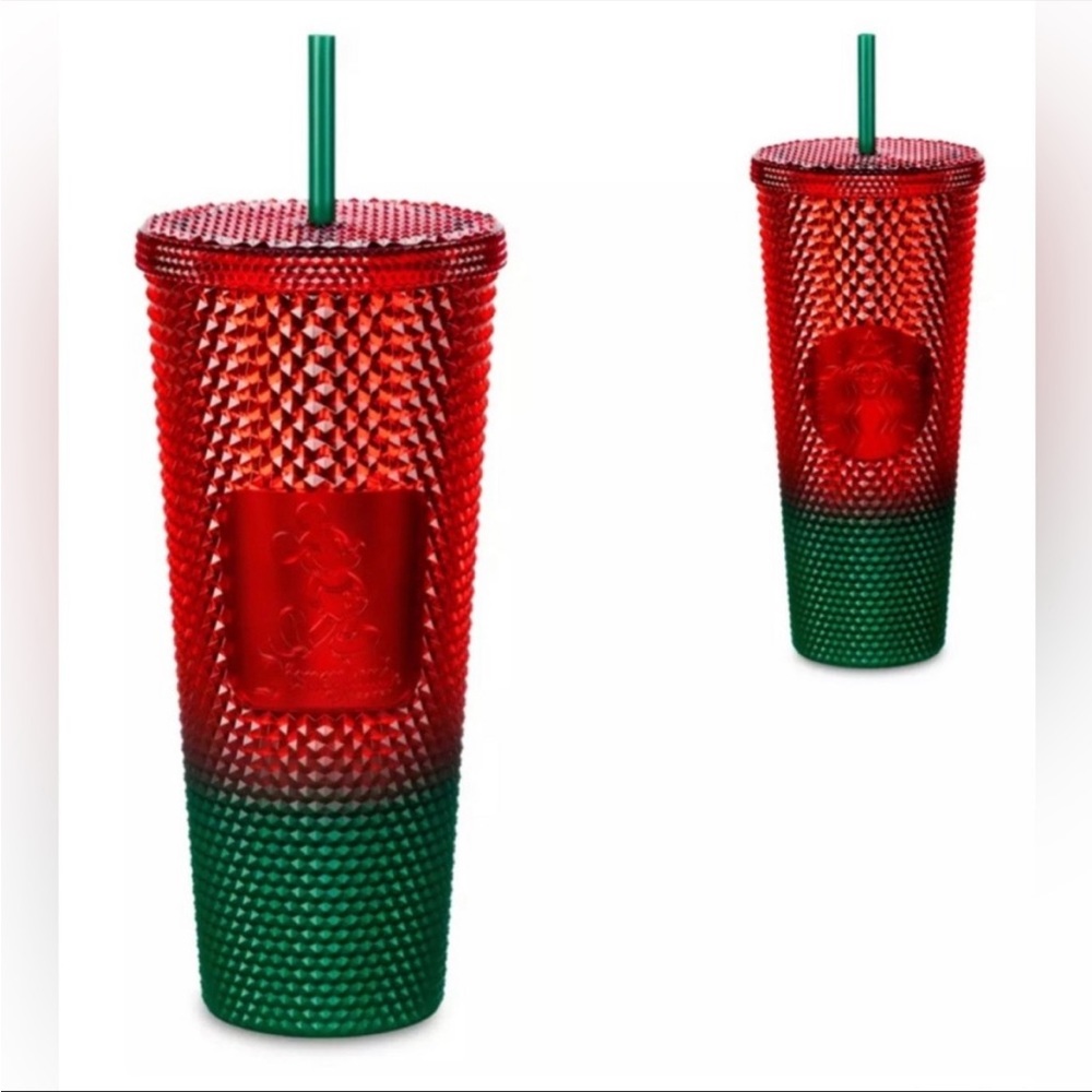 Disney World Starbucks Travel Tumbler - Christmas Red And Green